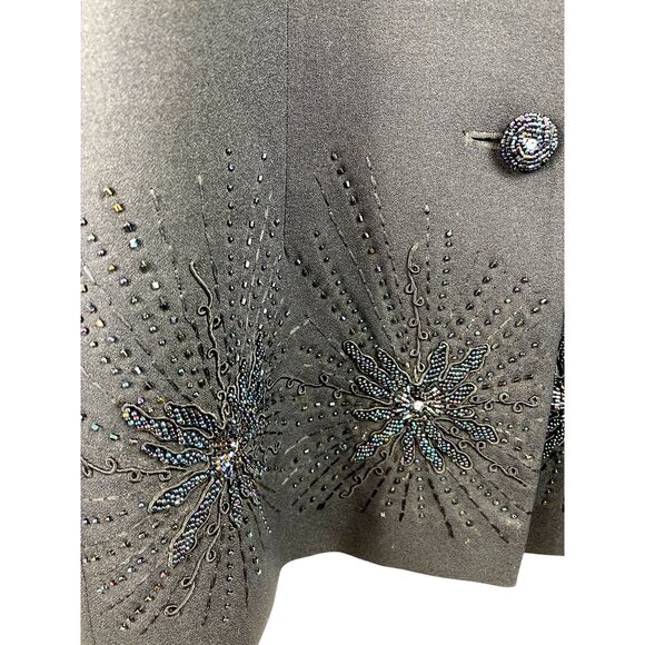 John Meyer Norwich Womens Size 12 Blue Vintage Lined Beaded Shoulder Pads Blazer - Picture 5 of 11